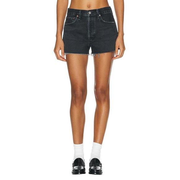 AGOLDE Parker Vintage Cut Off Short Button Fly Bewitched Black High Rise 29 NEW - Picture 2 of 5